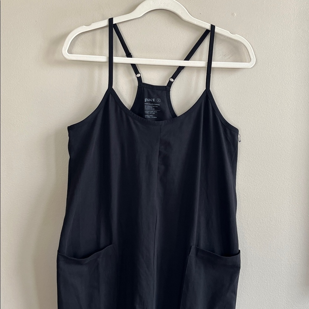 Pact Organic Cotton Cool Stretch Lounge Black Racerback Jumpsuit size medium - Picture 4 of 16
